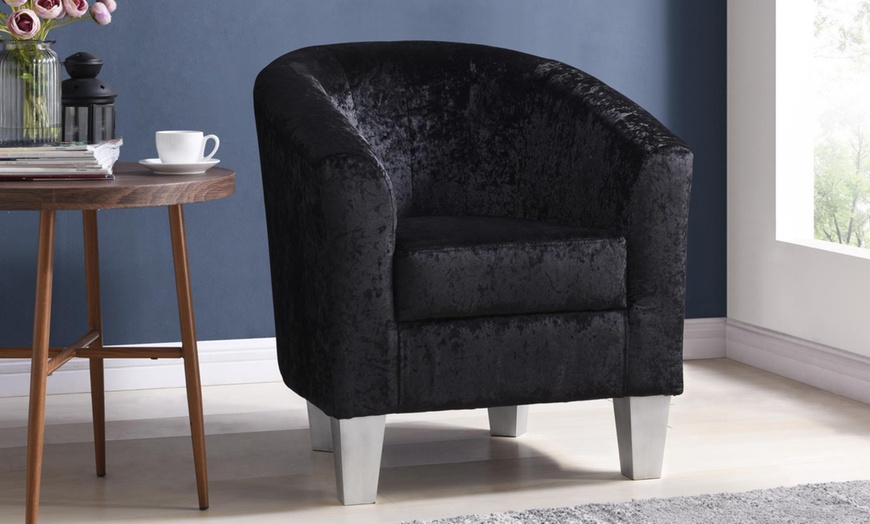 Image 2: Crushed Velvet Tub Chair