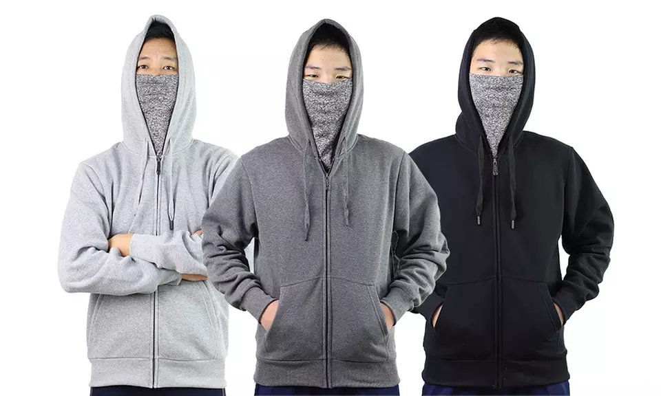 LeeHanTon Men's Hoodie with Built-in Face Cover (S-2XL) - Primary Image