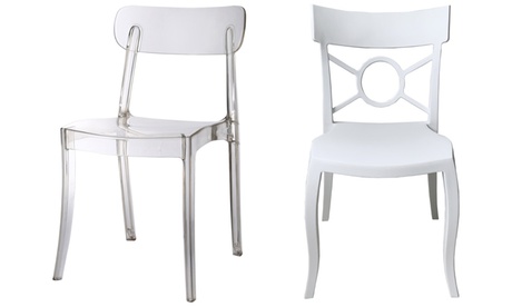 Set di 4 sedie in policarbonato disponibili in 2 colori