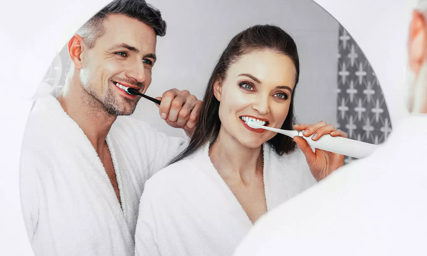AquaSonic Duo PRO Dual Handle Whitening Smart Toothbrushes with Travel Cases - Second Medium