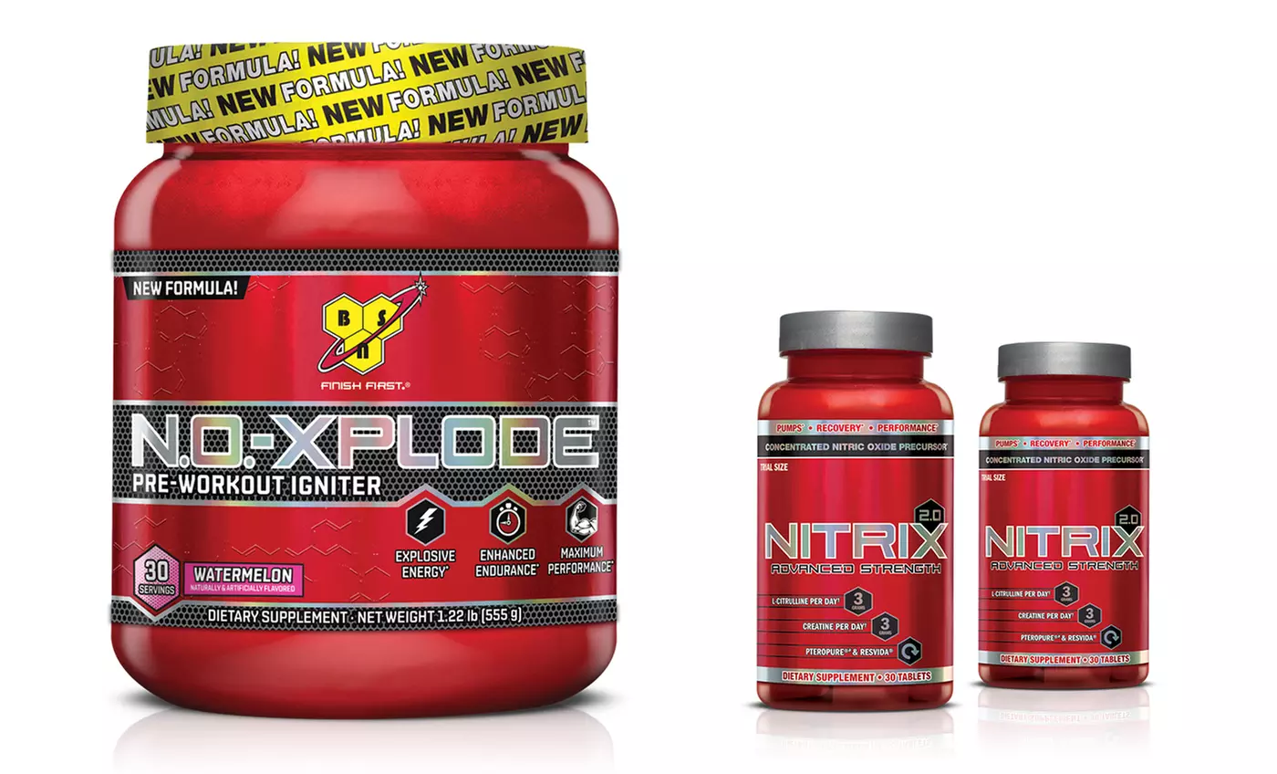 30 Servings of N.O.-Xplode Preworkout Ignitor with 2 30-Count Bottles of Nitrix 2.0
 - Primary Image