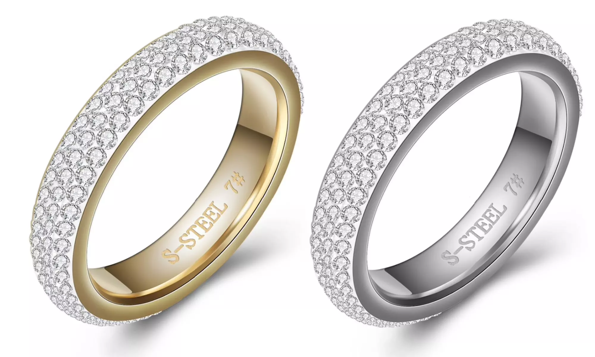 1 ou 2 bagues Jenny en acier inoxydable, ornée de cristaux - Primary Image