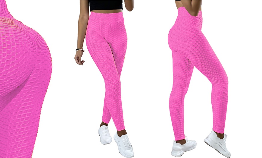 Image 8: Honeycomb Textured High Waist Leggings