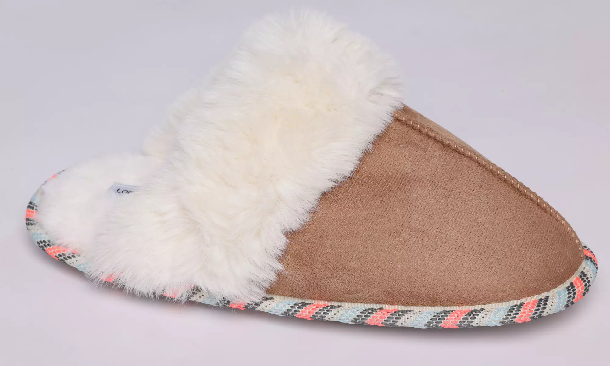 Ladies Slip On Faux Fur Slippers