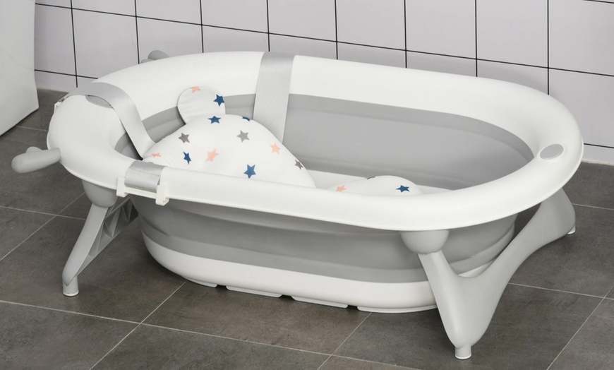 Image 1: HomCom Baby Bathtub