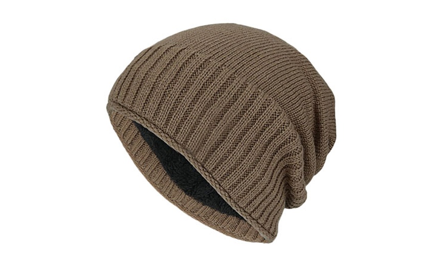 Image 4: Gorro de punto forrado de polar para hombre