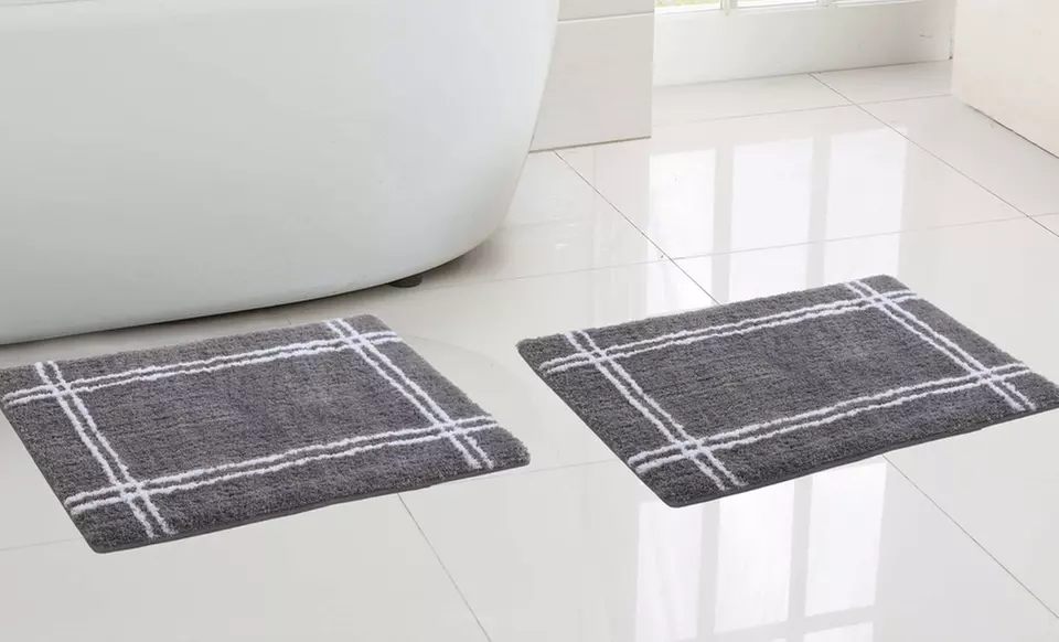 2-Piece Memory Foam Microfiber 17"x24" Bath Mat Sets. Multiple Colors Available. - Second Medium