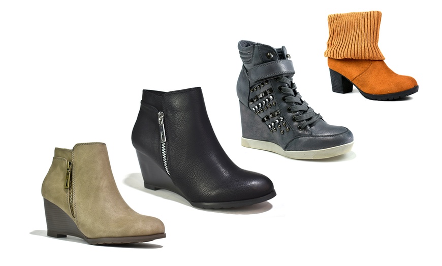 Image 1: Women's Wedge Heel Ankle Boots