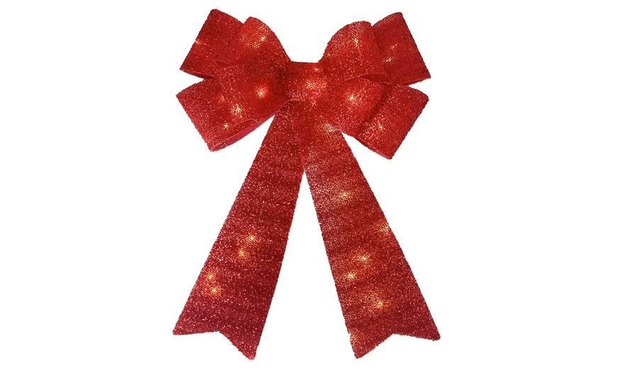 Image 4: Large Bows Christmas Tree Decoration with 30 Warm LED Lights 