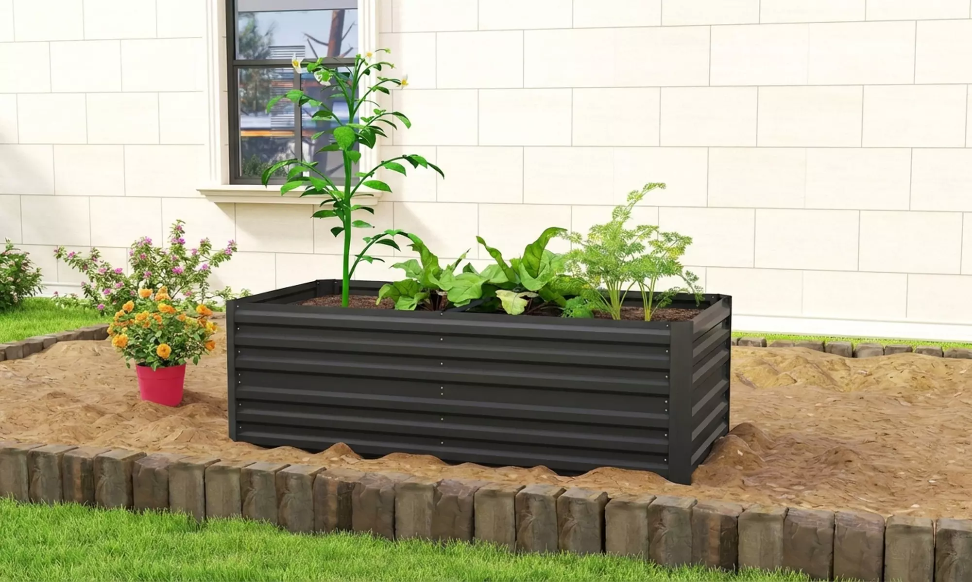 Galvanised Steel Raised Garden Planter Bed