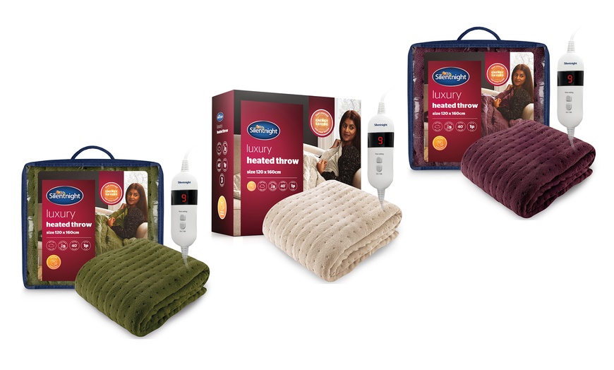 Image 1: Silentnight Luxury Heated Throw, Energy-Efficient Fleece Comfort