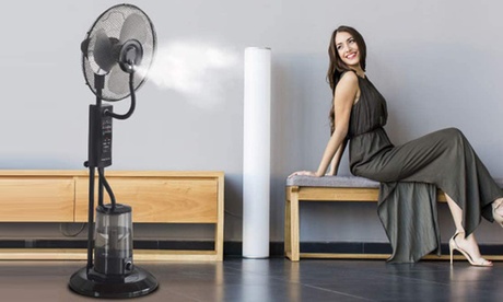 Ventilatore a piantana con nebulizzatore e telecomando