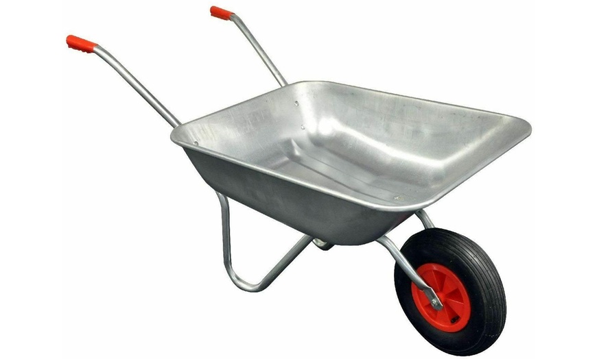 Image 1: Heavy-Duty Galvanised Steel 65-Litre Wheelbarrow