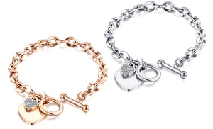 One or Two Heart Toggle Bracelets Made with Crystals from Swarovski®