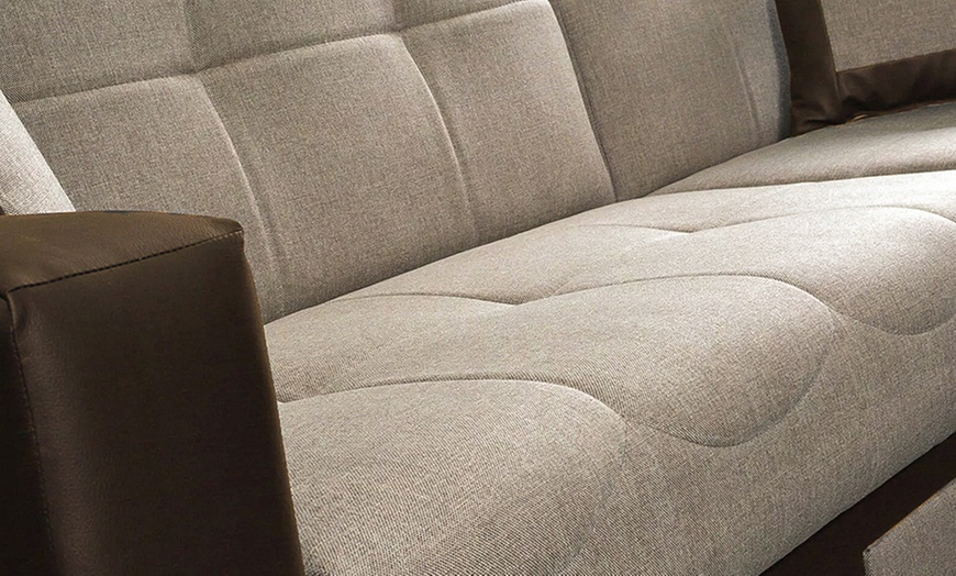 Image 6: L-Shaped Convertible Sofa Bed in Grey or Brown