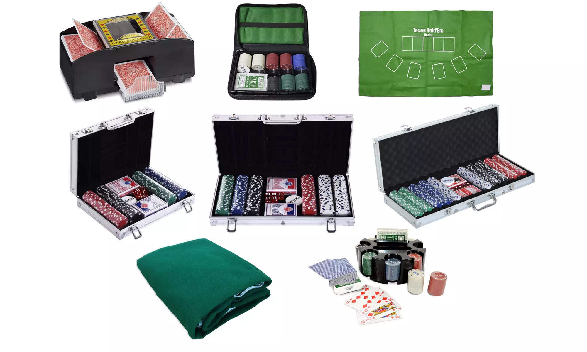 Set per giochi di carte: Poker, Black Jack, Texas Hold'em, Seven Card Stud, Five Card Stud e Omaha Hold'em - Primary Image