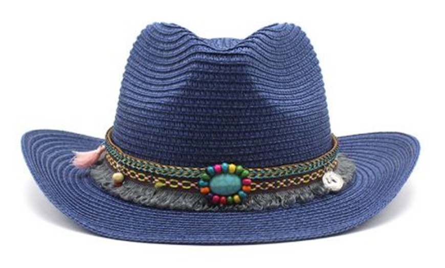 Image 7: Cowboy-Style Straw Hat