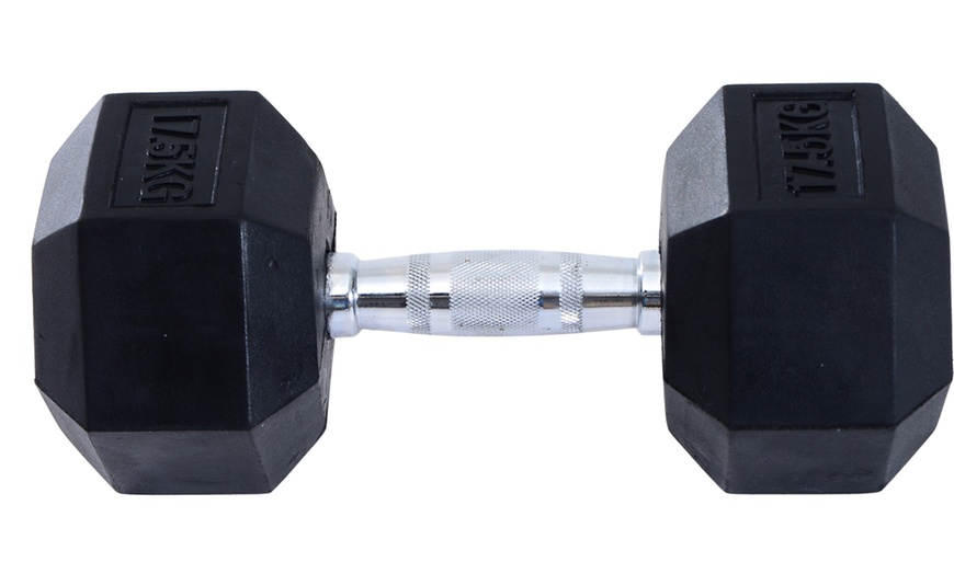 Image 20: Rubber Hexagonal Dumbbells