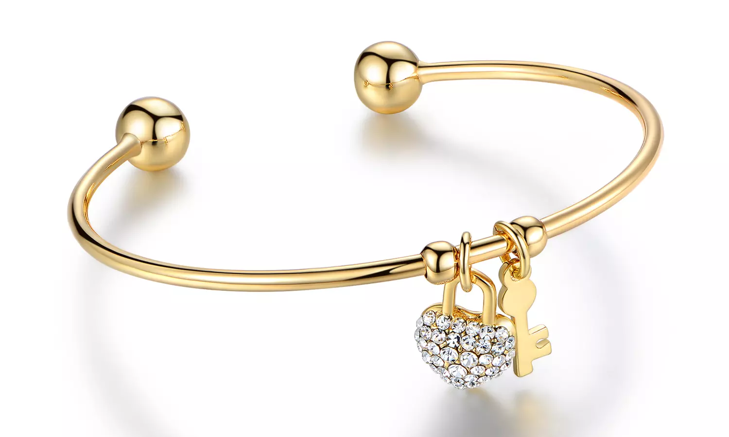 18-Karat Gold Plated Charm Bangle Made with Swarovski Elements - Primary Image