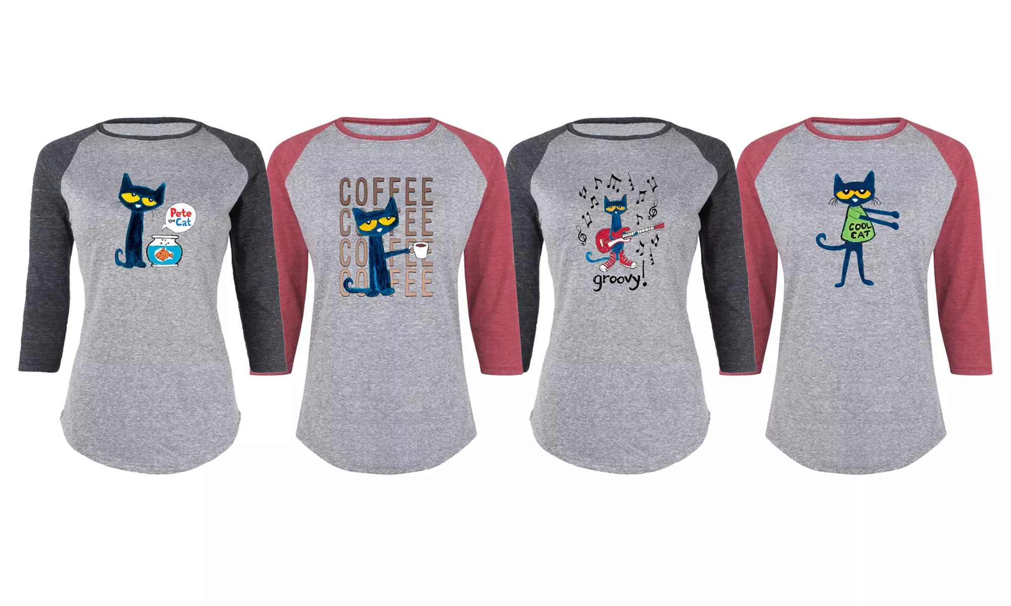 Instant Message: Pete the Cat Women's Raglan Tee. Plus Sizes Available. - Primary Image