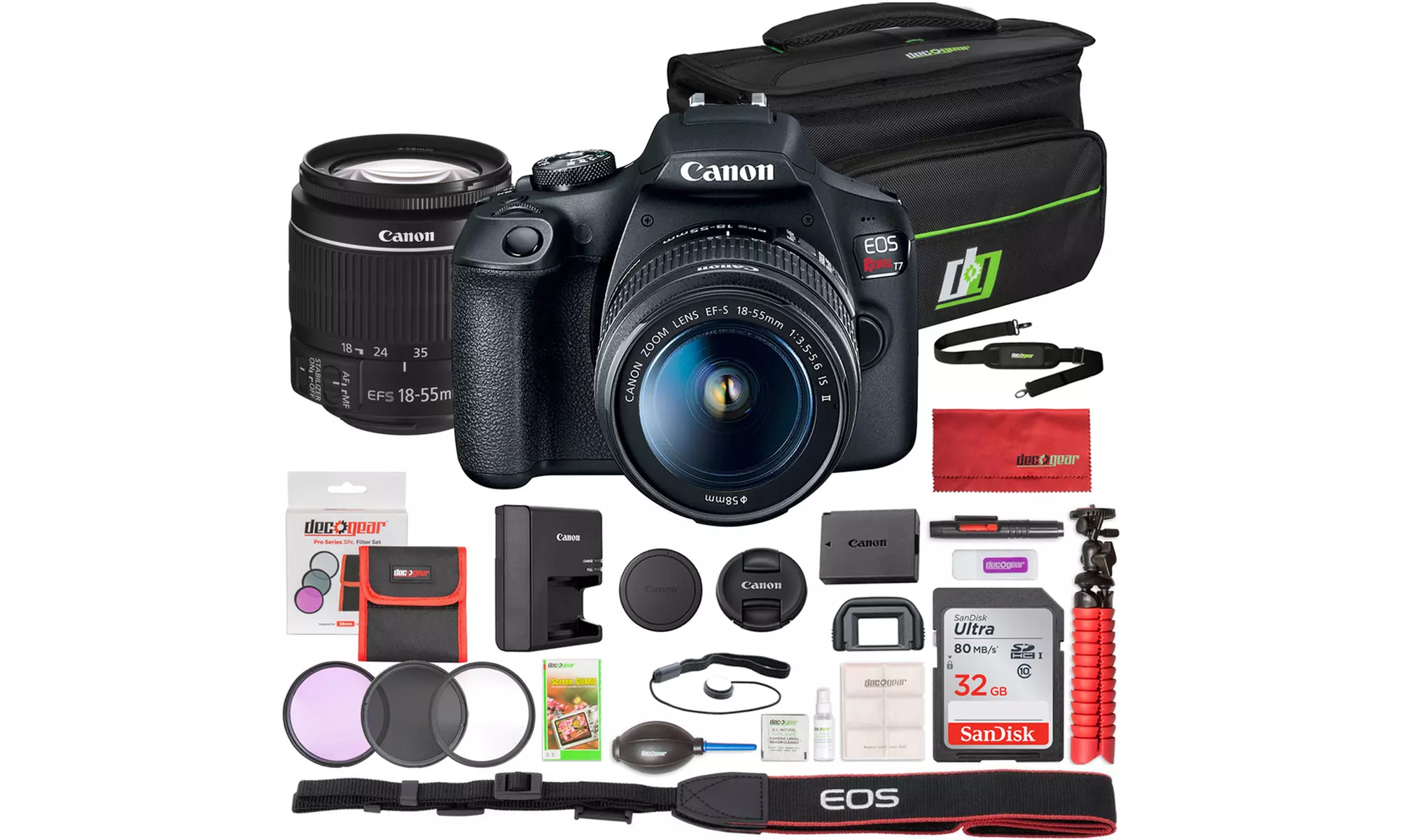Canon EOS Rebel T7 24MP 1080p DSLR Camera with 18-55mm IS II and 75-300mm Double-Zoom Lenses - Primary Image