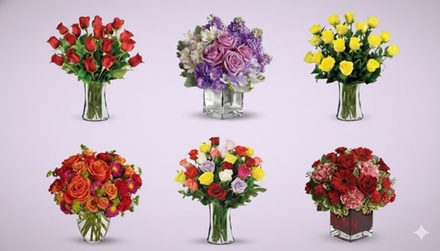 $40 Towards Long-Stem Rose Flower Bouquets with Vase and Standard Delivery Included - Blooms Today - Digital Gift Card Deal