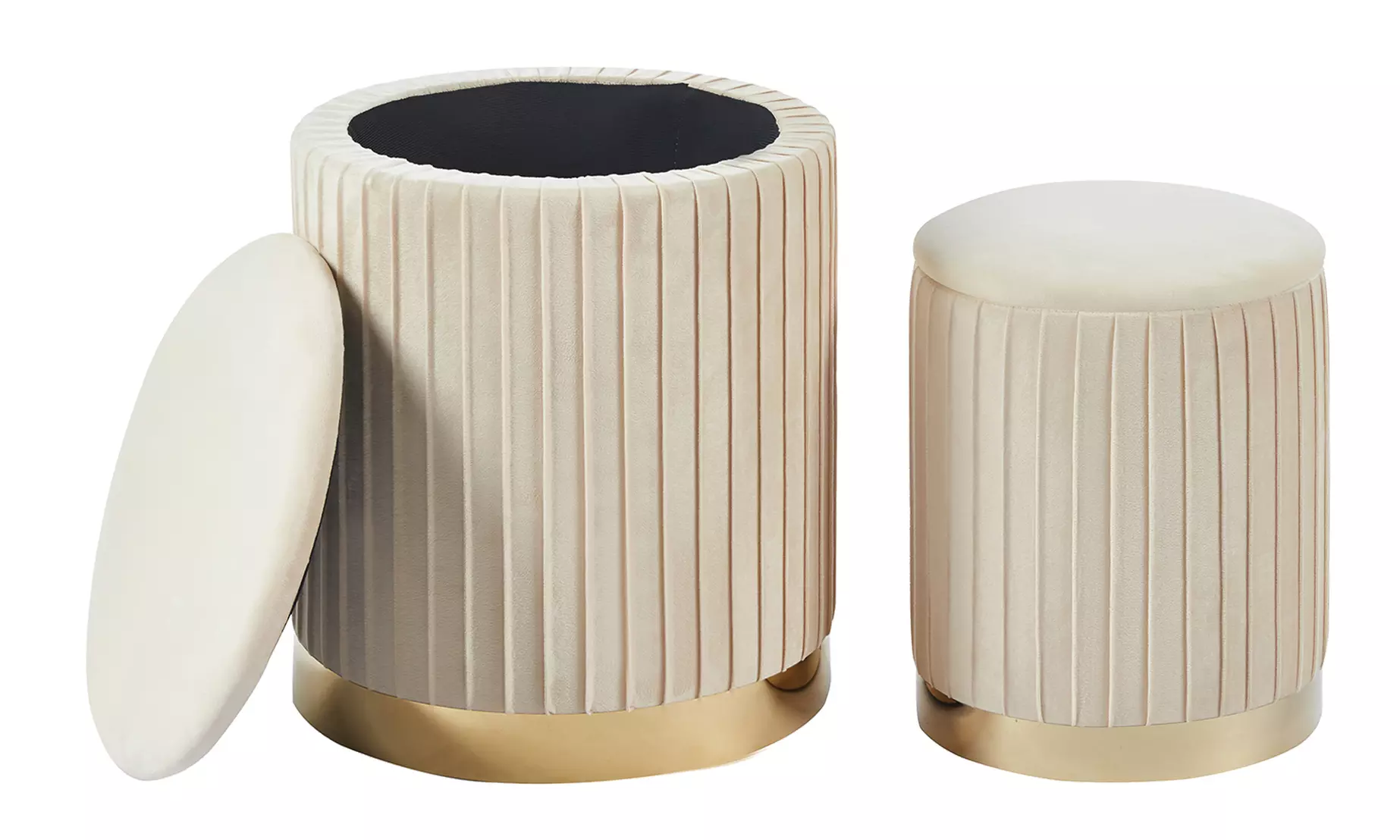 Set 2 velvet opberg-poefen