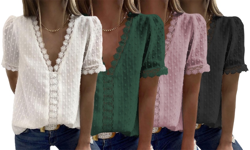 Image 1: Women's V-Neck Lace Tunic