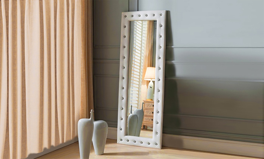 Image 2: Tufted Full-Length Mirror