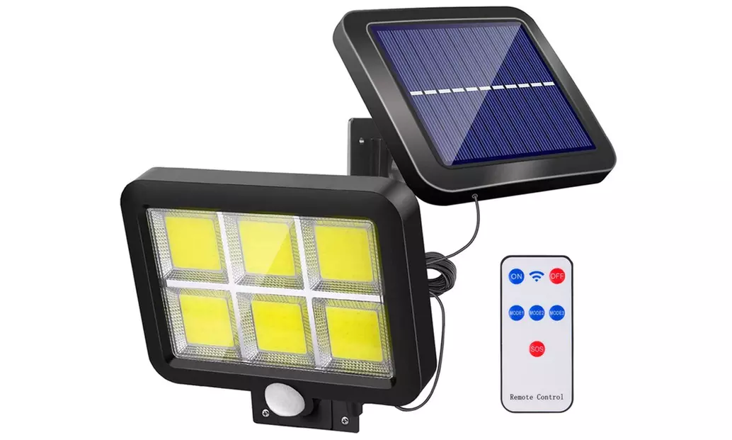 Lámpara de pared de 120 led con panel solar y sensor de movimiento