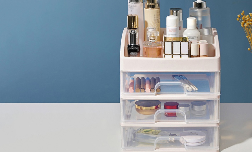 Image 2: Plastic Makeup Organiser with Three Drawers