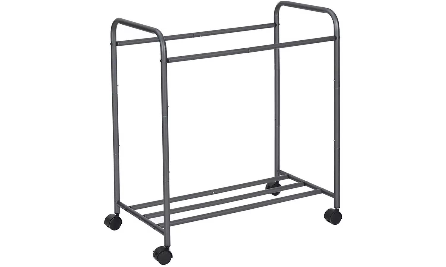 Carrito de lavandería con 4 ruedas giratorias y 3 compartimentos de tela gris - Second Medium