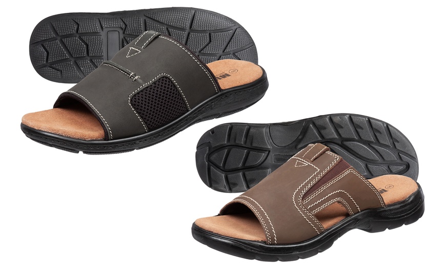 Image 1: Men's Slip-On Leather Sandals