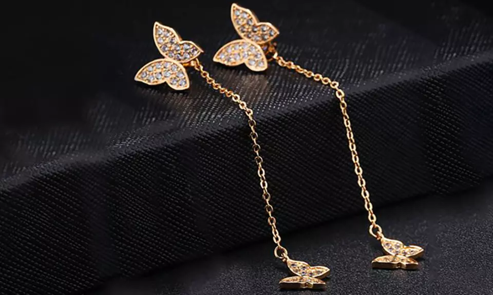 Van Amstel Diamant Ohrringe Quasee mit Kristallen in Gold oder Silber - Second Medium