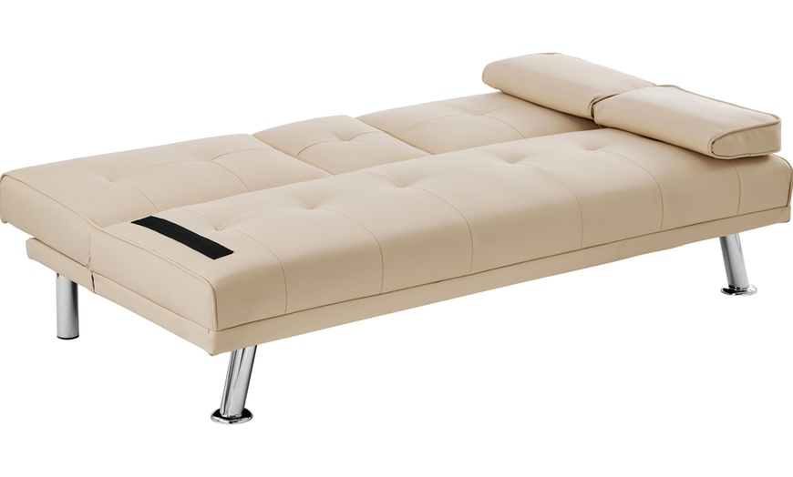 Image 6: Three Seater Sofa Bed with Cup Holders