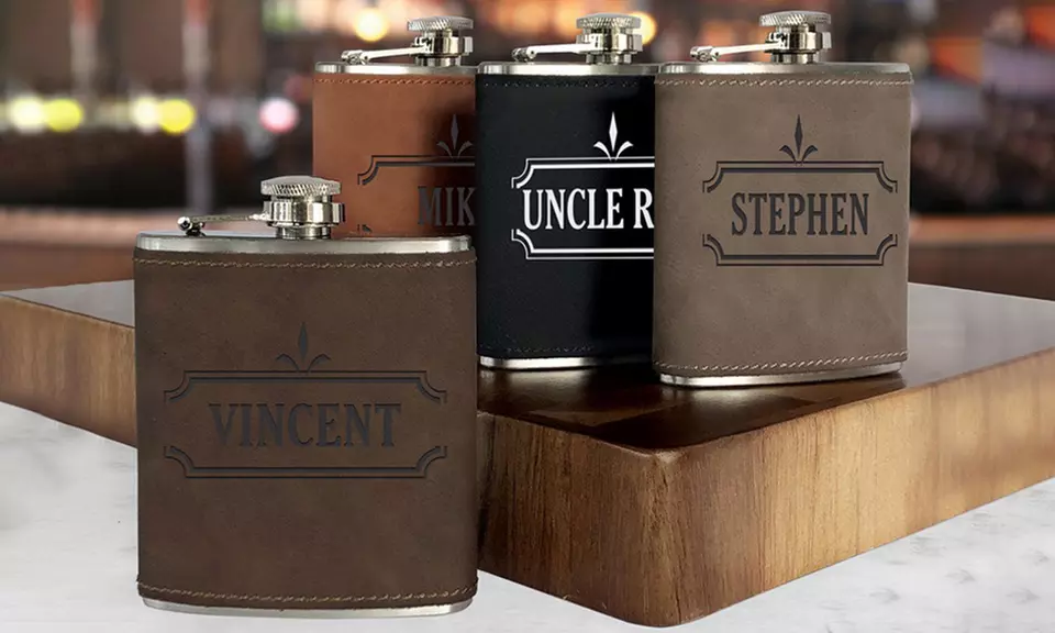Engraved Custom Leatherette Flasks from GiftsForYouNow.com (Up to 42% Off) - Primary Image