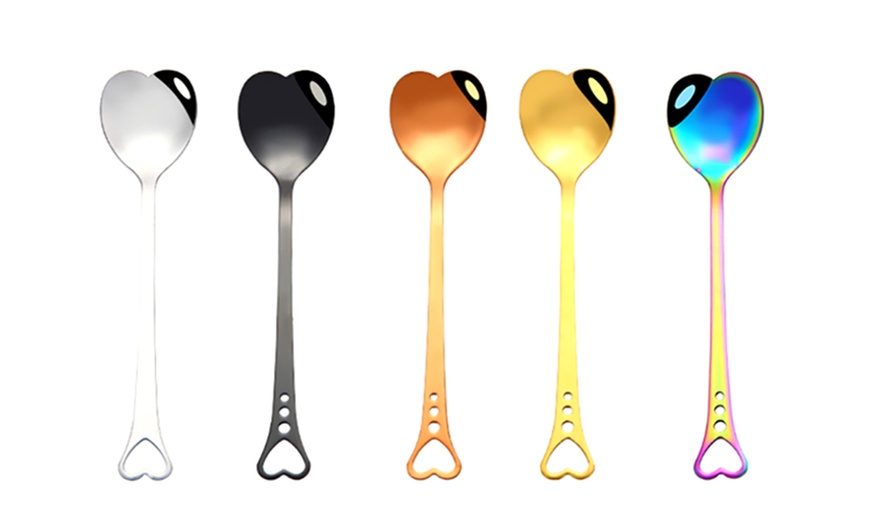 Image 4: 4, 5, 8 or 10 Heart Teaspoons