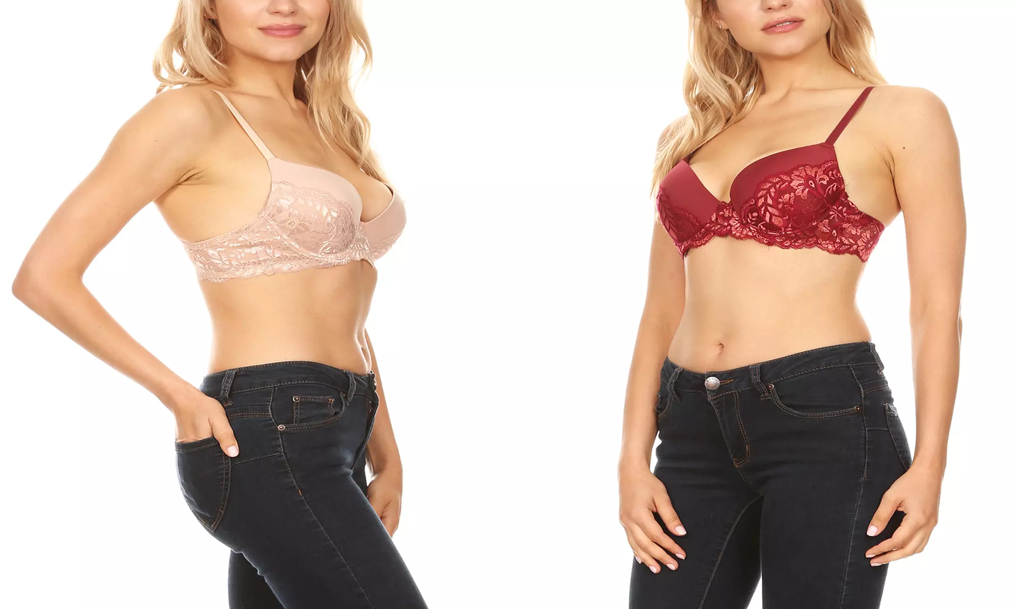 Women's French Affair Lace Push-Up Bras (2-Pack; B or C Cups) - Primary Image