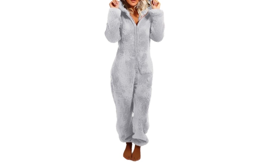 Image 5: Women's Fleece Plush Jumpsuit Pyjama