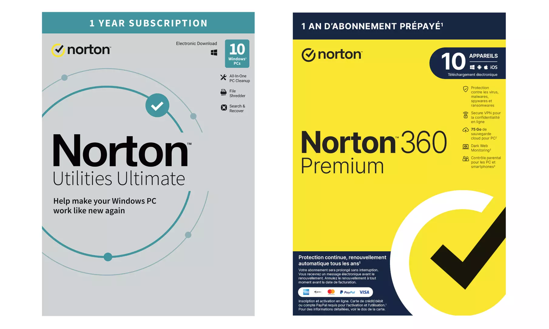 Norton 360 + Norton Utilities Ultimate 1 an, pour 5 ou 10 appareils et 50 ou 75 Go de sauvegarde en ligne - Second Medium