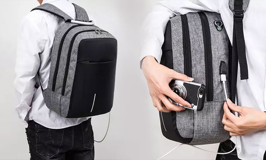 Image 5: Anti-Theft Password Lock Backpack