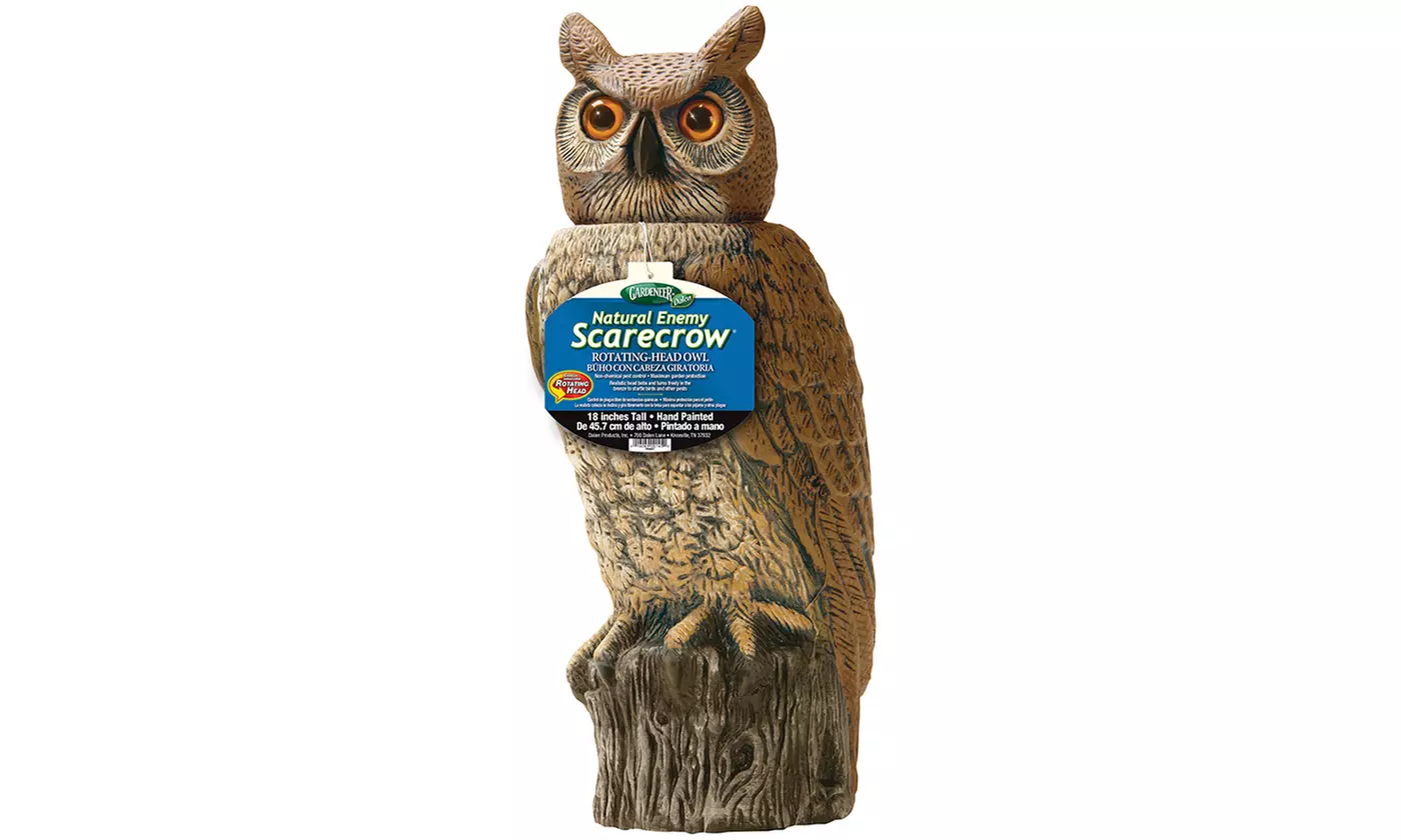 Natural Enemy Scarecrow Rotating-Head Owl - Second Medium