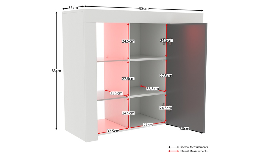 Image 42: Vida Designs Azura One-Door LED Sideboard