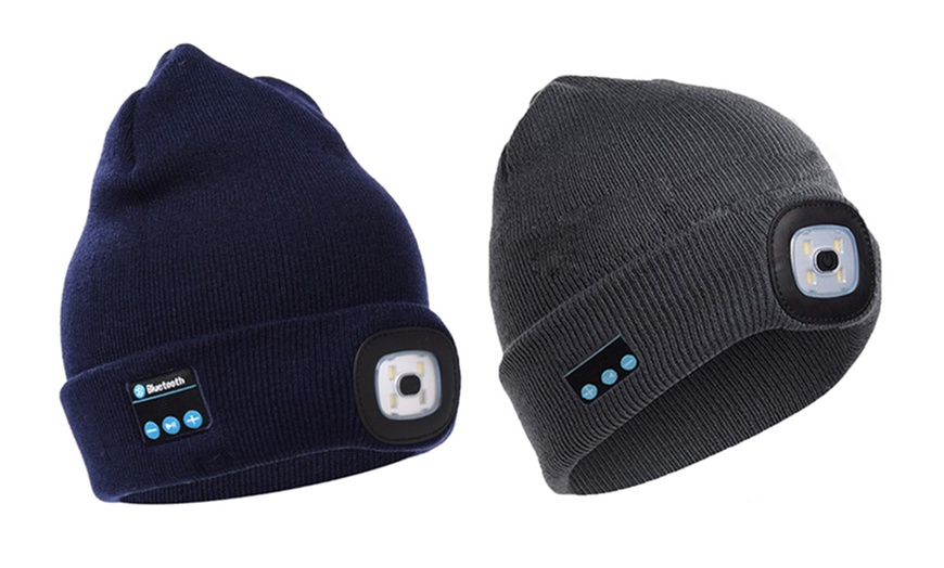 Image 8: One or Two LED Torch Beanies with Bluetooth Headphones