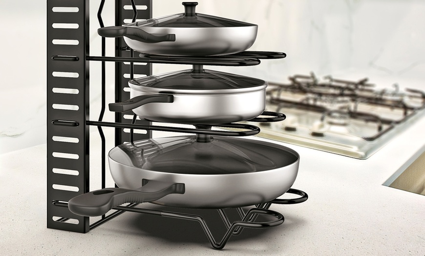 Image 6: Adjustable Kitchen Pan Rack