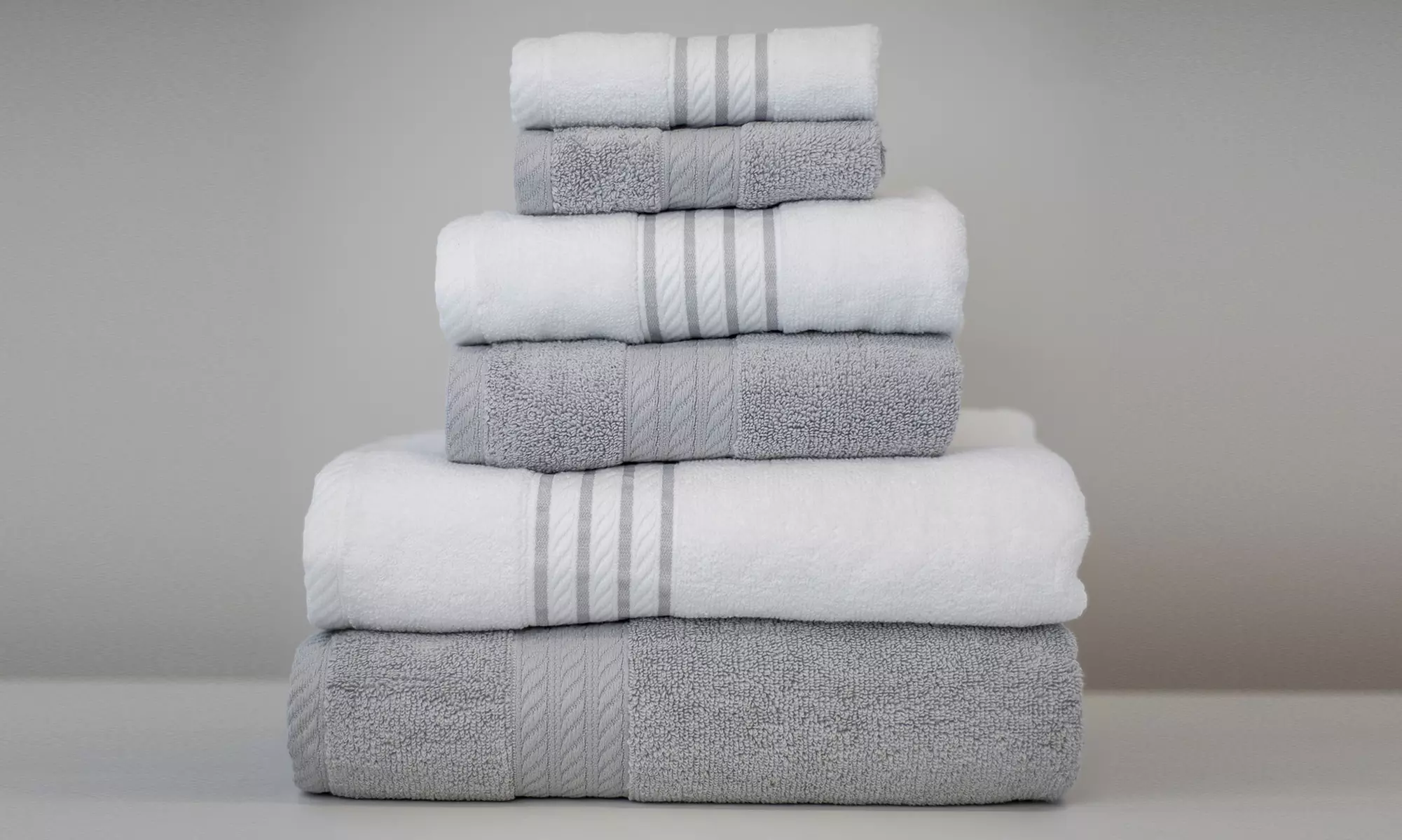 Quick Dry Stripe and Contrast Towel Set (6-Piece) - Primary Image