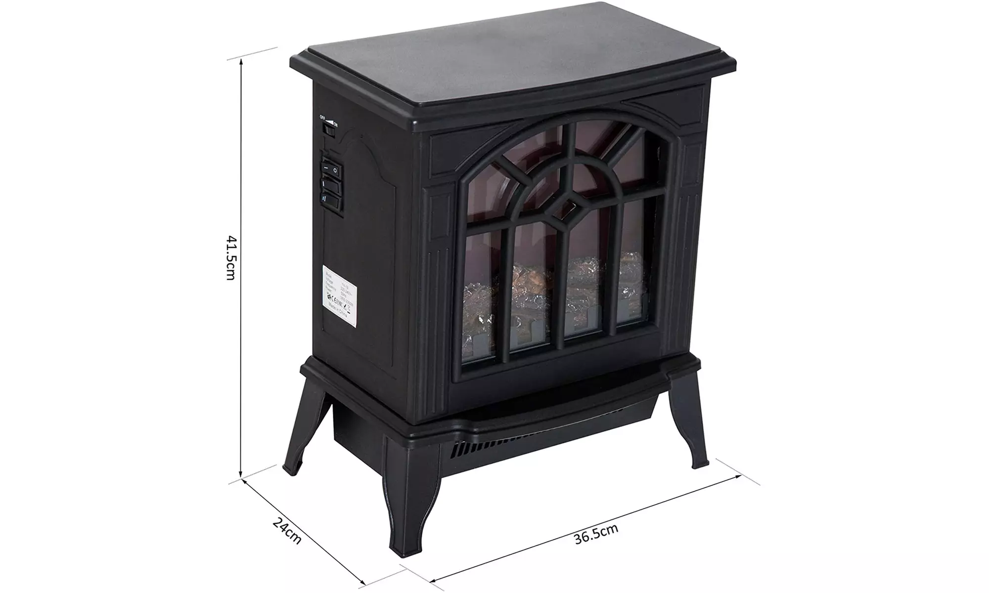 HOMCOM 1000W/2000W Freestanding Electrical Fireplace Indoor Heater - Image 5