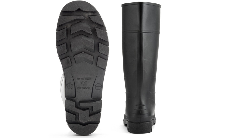 Image 3: Black Rubber Wellington Boots