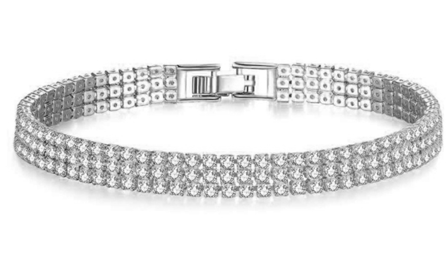 Image 2: Three-Row Pave Bracelet Made with Crystals from Swarovski®