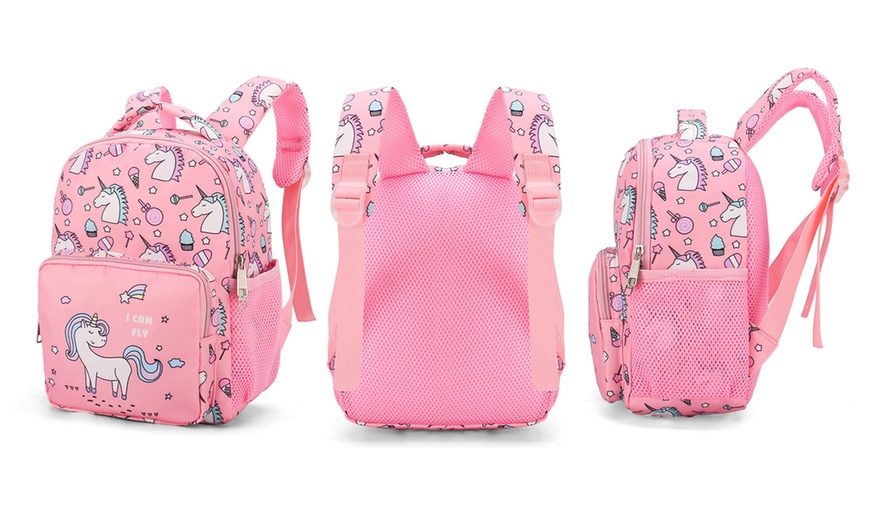 Image 5: Cartoon Unicorn School Backpack for Kids